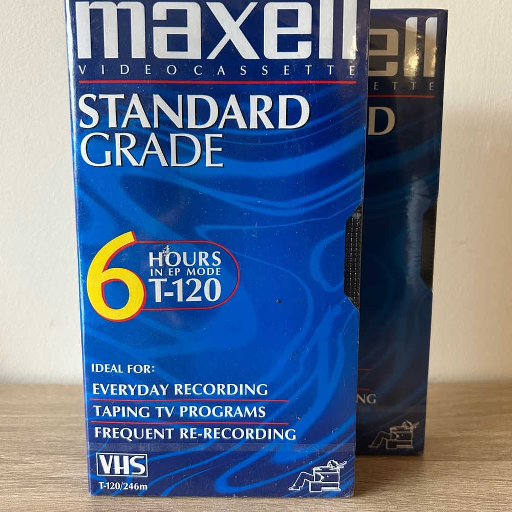 Maxell Standard Grade T-120 VHS Tape - Blue Packaging